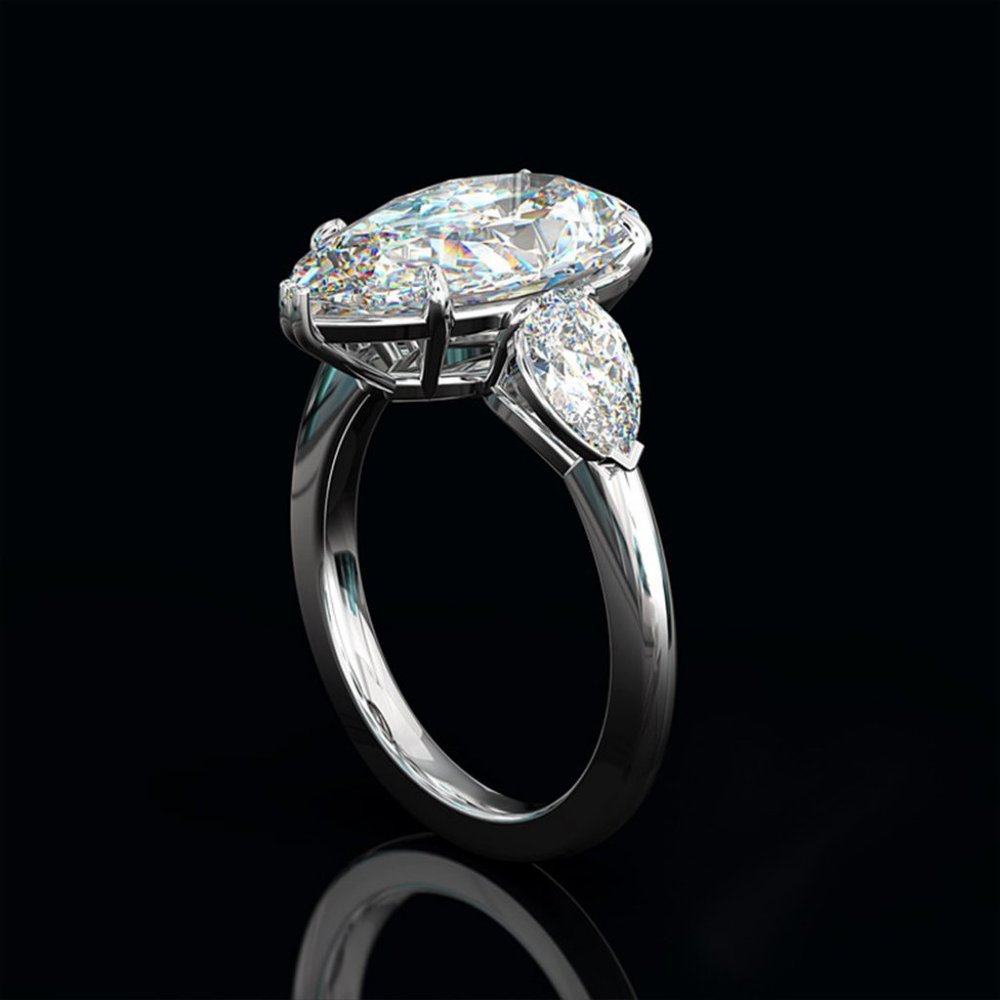 New Girls Water Drop 925 Silver Diamond Ring - Picture 5 of 5